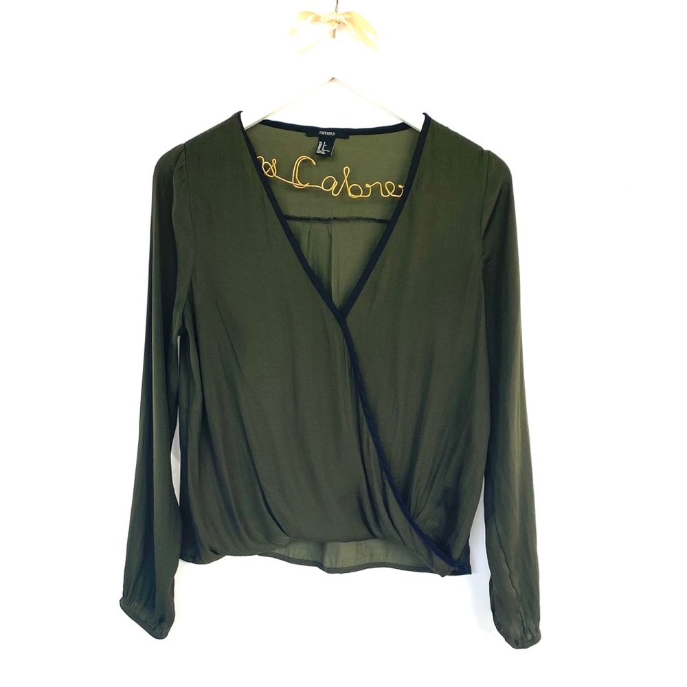 Forever 21 Olive Green Long Sleeve Top S
